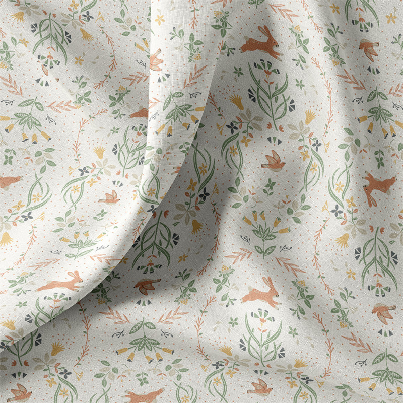 Printed Cotton ZEKIA Ecru / Yellow
